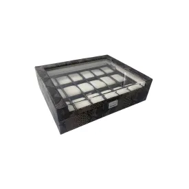 18 Slot Watch Organizer Brown Snake Skin Leather Design Box