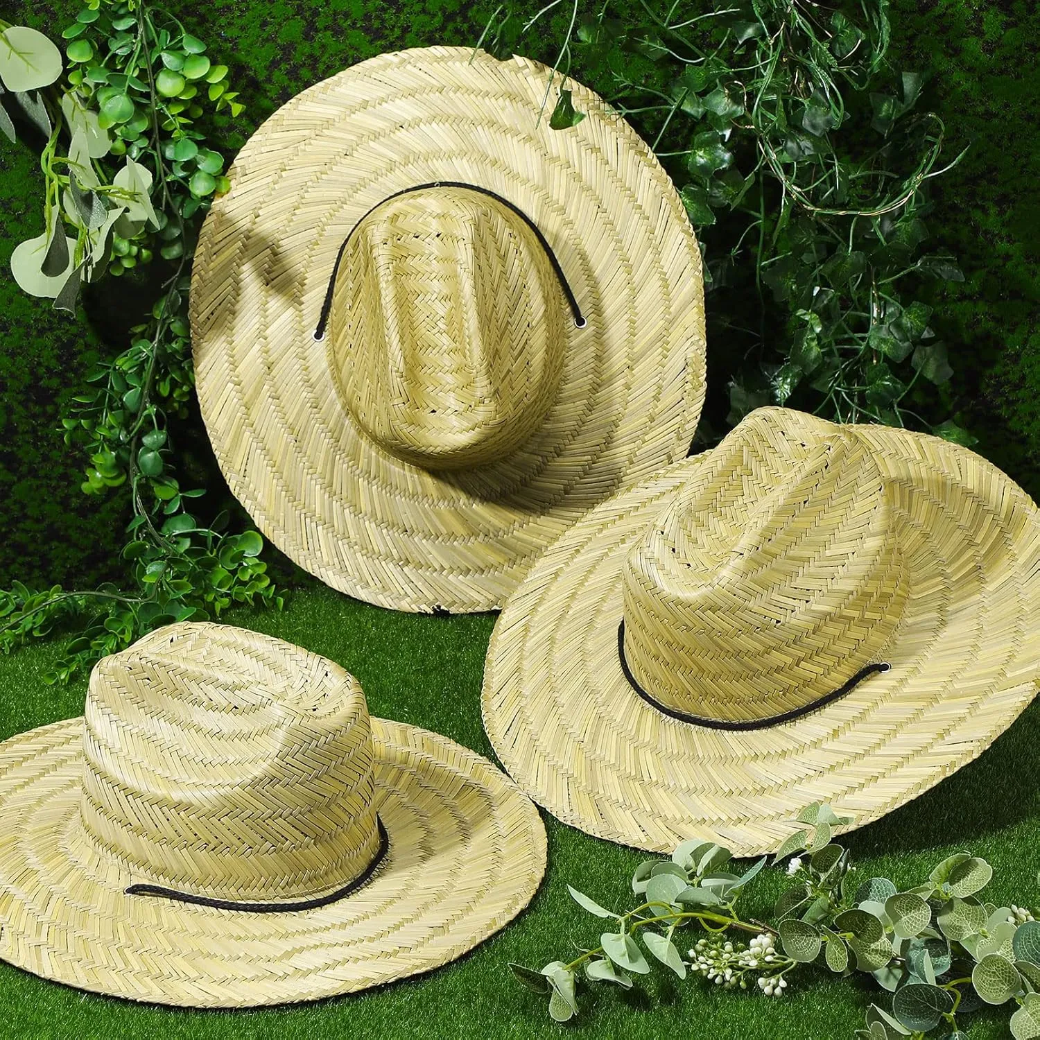 3 Pcs Men's Classic Straw Hat Summer Sun Beach Hat Wide Brim Sun Outdoor Hats for Men and Women