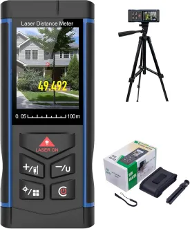 330ft Laser Distance Measuring Tool with Camera, Long Range Laser Meters with Tripod for Home Renovation, Interior Design, DIY Projects, Area, Volume & Distance Measurement