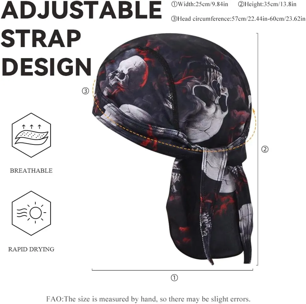 3D Bandanna Cap for Men Sweat Wicking Head Wrap Quick Dry Motorcycle Summer Helmet Lining Skull Caps Outdoor Activities