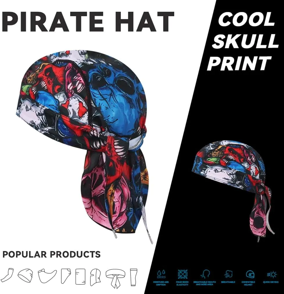 3D Bandanna Cap for Men Sweat Wicking Head Wrap Quick Dry Motorcycle Summer Helmet Lining Skull Caps Outdoor Activities