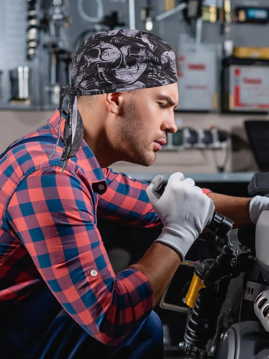 3D Bandanna Cap for Men Sweat Wicking Head Wrap Quick Dry Motorcycle Summer Helmet Lining Skull Caps Outdoor Activities