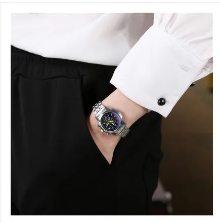 Artificial Leather Men's Blue Light Glass Quartz Watch