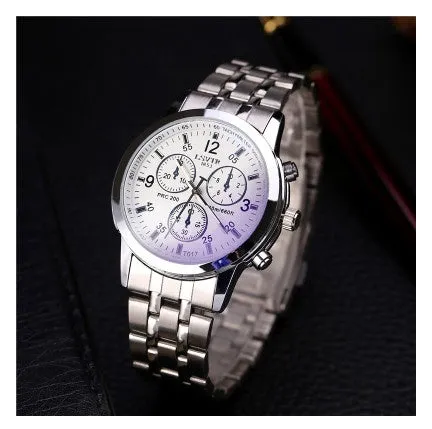 Artificial Leather Men's Blue Light Glass Quartz Watch