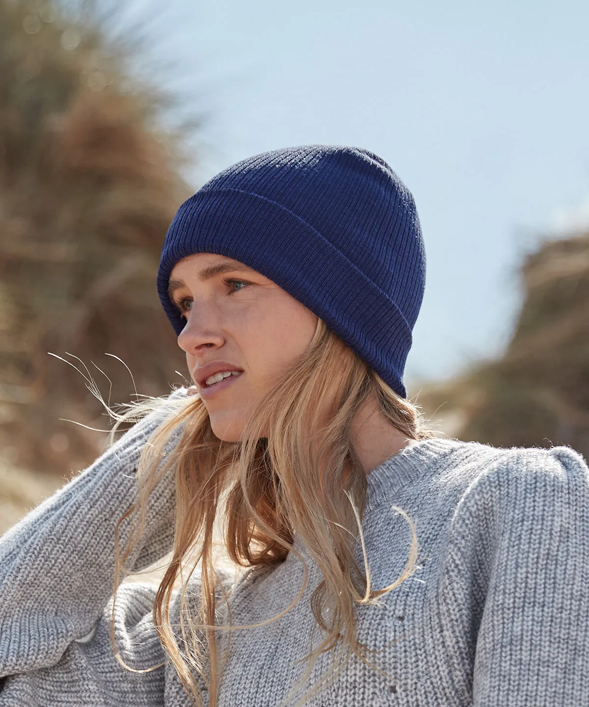 Black - Organic cotton fine knit beanie