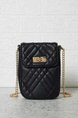 Black Quilted Ladies Mobile Sling