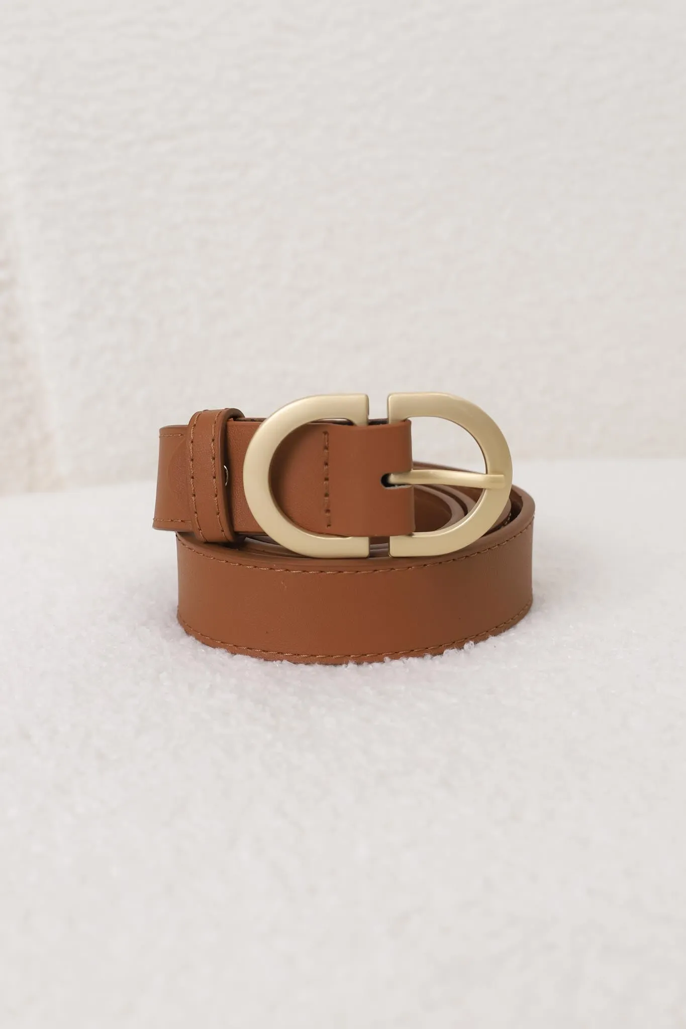 Blake Oval Buckle Belt - Brown