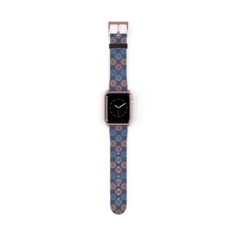 Bold Faux Leather Bitcoin Pattern Watch Band
