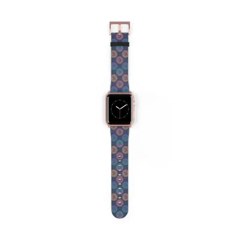 Bold Faux Leather Bitcoin Pattern Watch Band