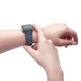 Bold Faux Leather Bitcoin Pattern Watch Band