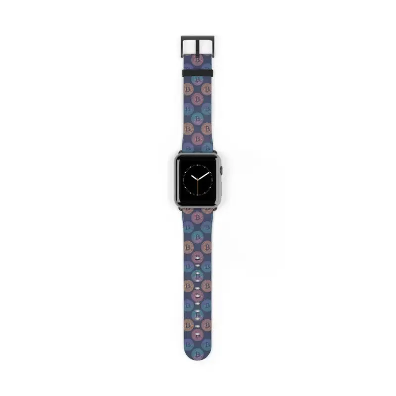 Bold Faux Leather Bitcoin Pattern Watch Band