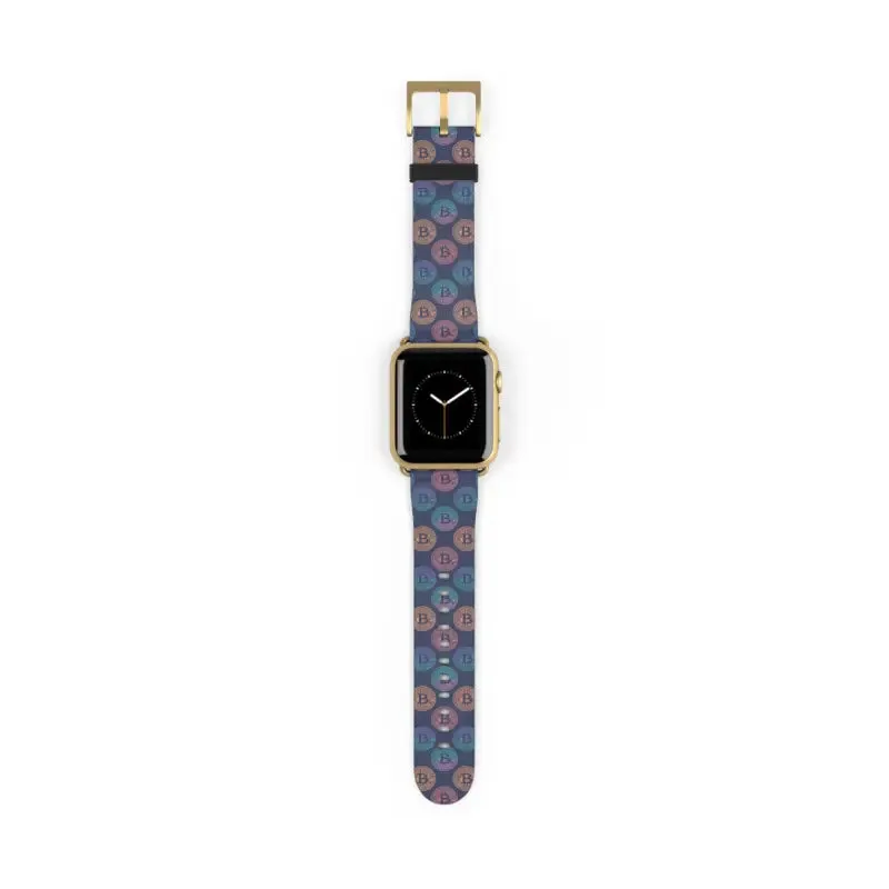 Bold Faux Leather Bitcoin Pattern Watch Band