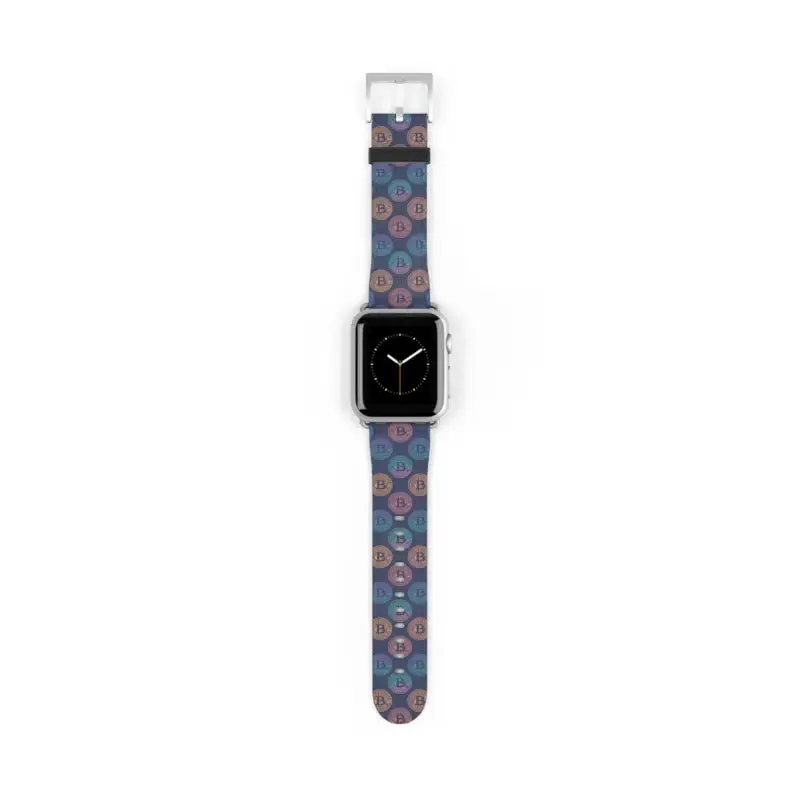 Bold Faux Leather Bitcoin Pattern Watch Band