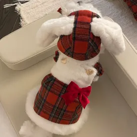 Christmas Bow Skirt   Rabbit Headgear Set Pet Clothes