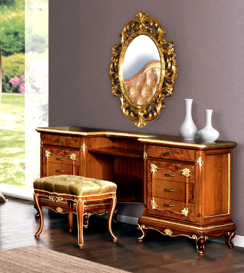 Classic European Style Glossy Carving Dressing Table