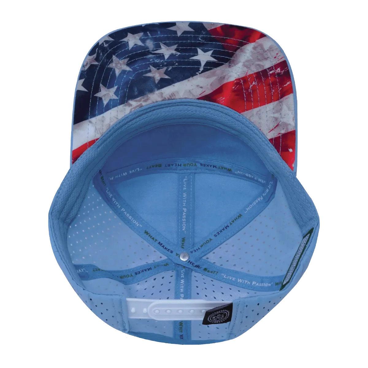 Color Vibes Hat | Flat Bill | Rugged Flag - Baby Blue - White