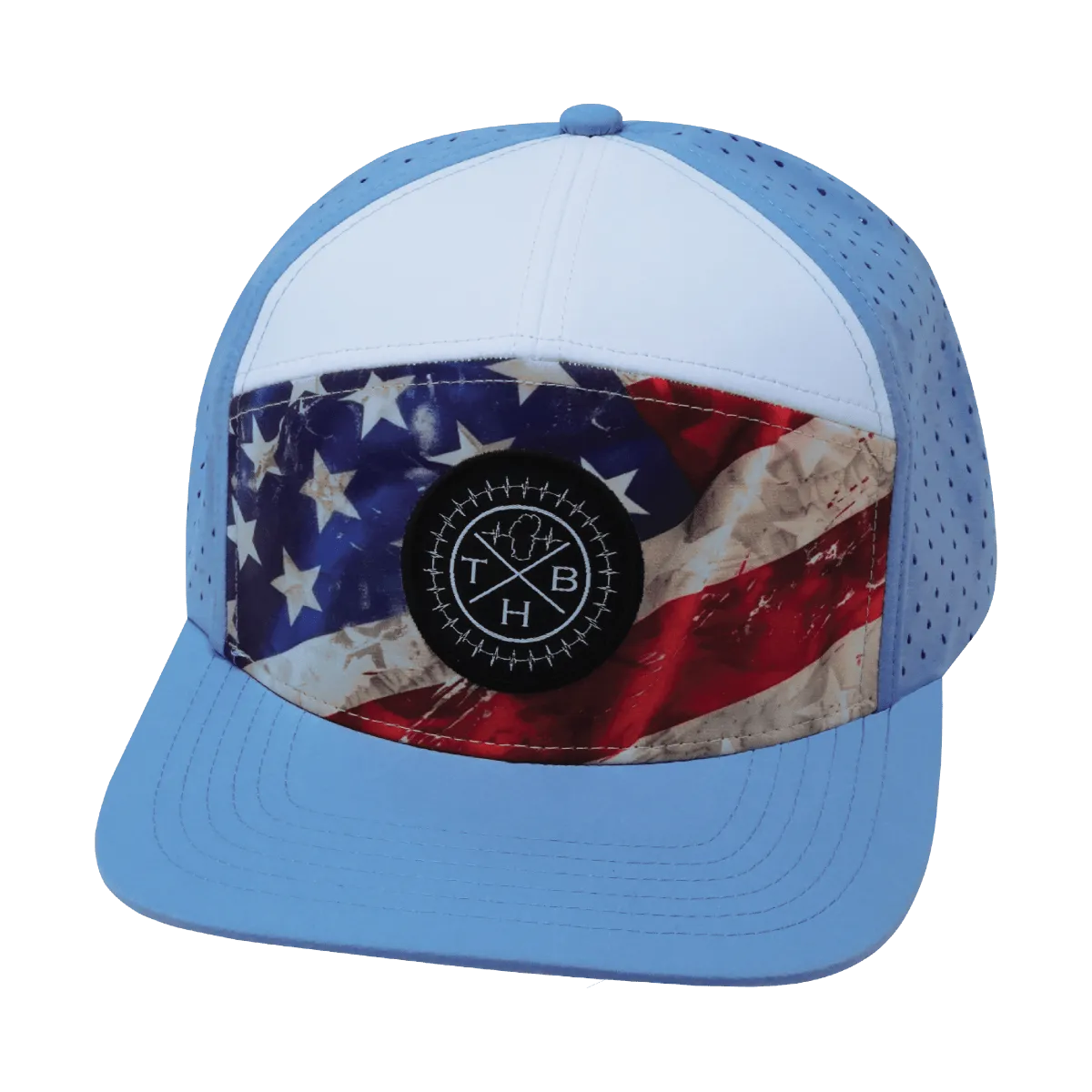 Color Vibes Hat | Flat Bill | Rugged Flag - Baby Blue - White