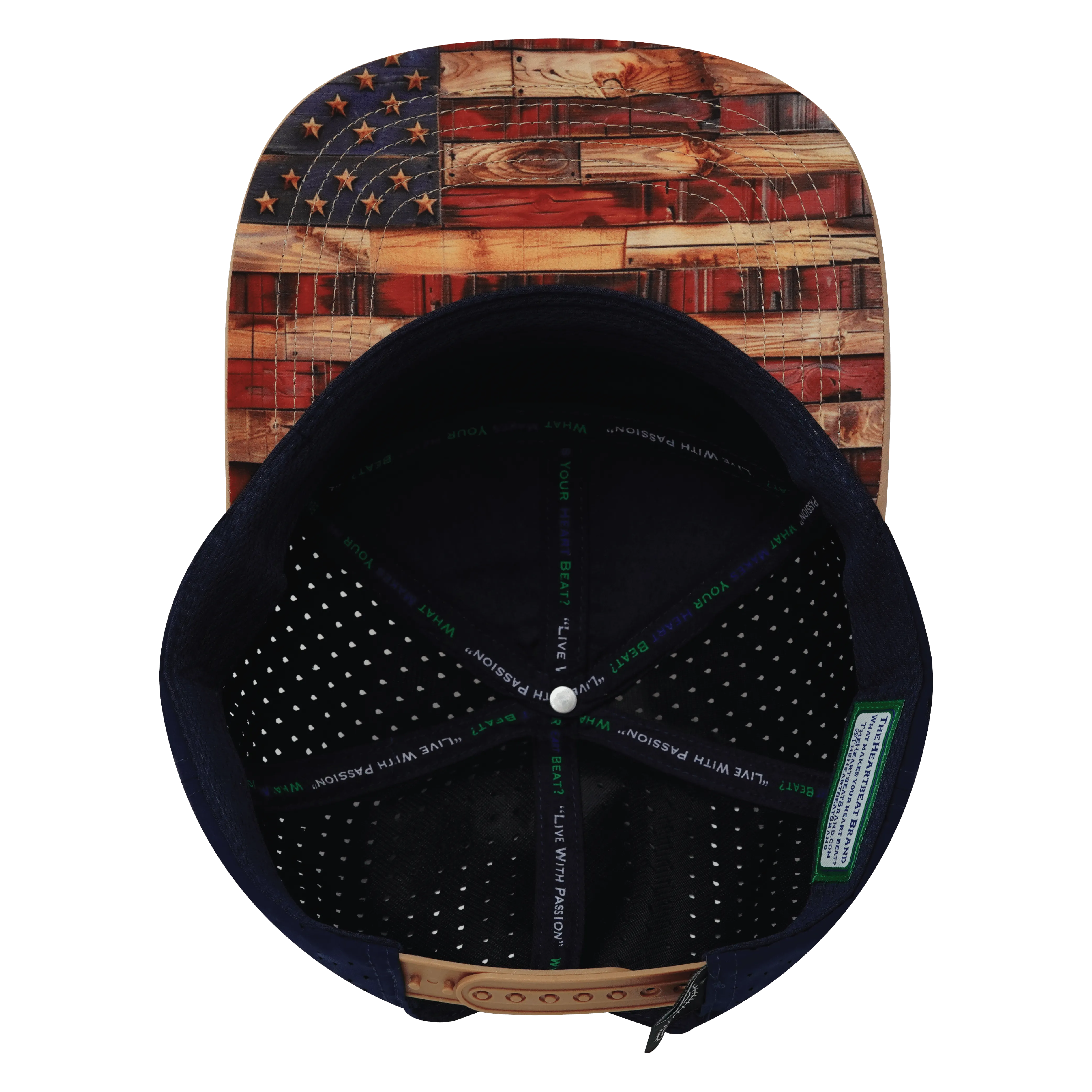 Color Vibes Hat | Flat Bill | Stained Flag - Light Tan - Navy