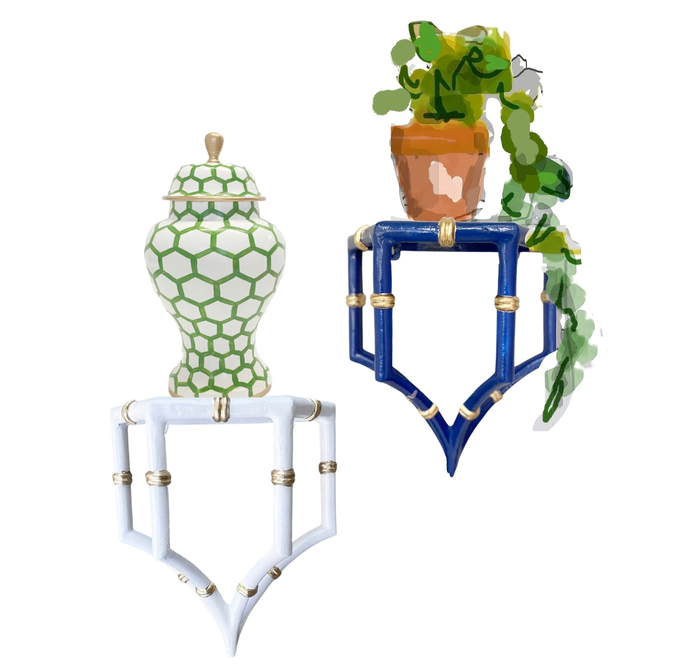 Dana Gibson Bamboo Wall Bracket in White