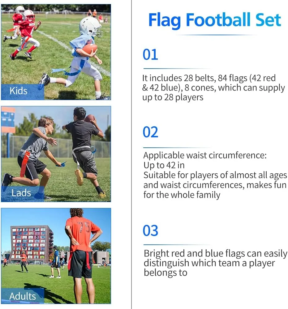 DkOvn 14/28/56pcs Flag Football Belt Kit, for Youths, Adults