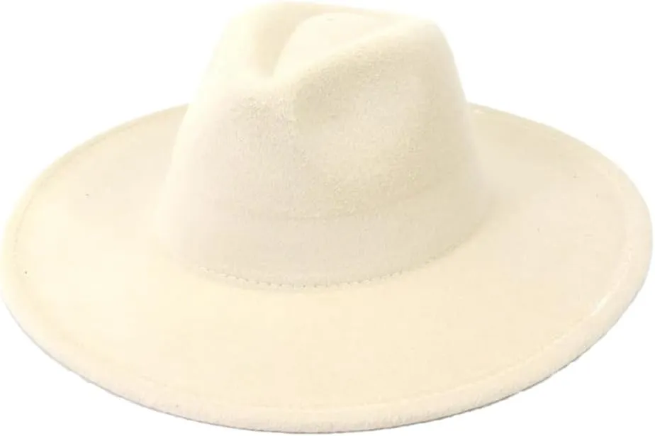 Dninmim 9.5Cm Big Brim Solid Color Women Men Fedora Hat Caps