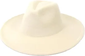 Dninmim 9.5Cm Big Brim Solid Color Women Men Fedora Hat Caps