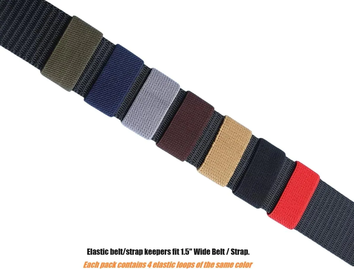 Elastic Belt Keepers Strap Organizers Belt Loop Stays Backpack Straps Holder Retainer Band for 1.5" Wide Belts/Straps