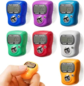 Electronic Finger Tally Counter 7-Pack, Mini LCD Digital Display Tally Counter, Handheld Counter Clicker Pitch Counter for Coaching, Knitting, Lap, Fishing, Golf and Row