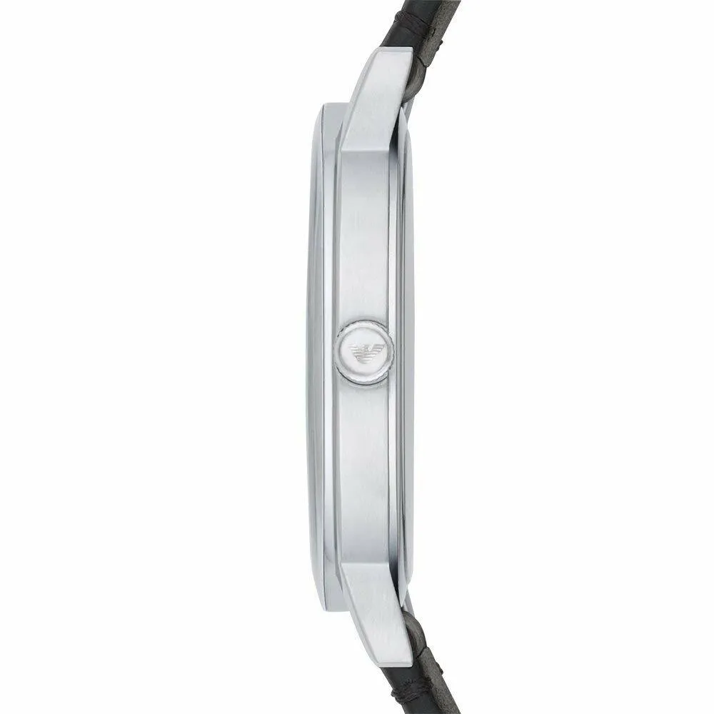 Emporio Armani Men's Stylish Black Leather Watch AR11013