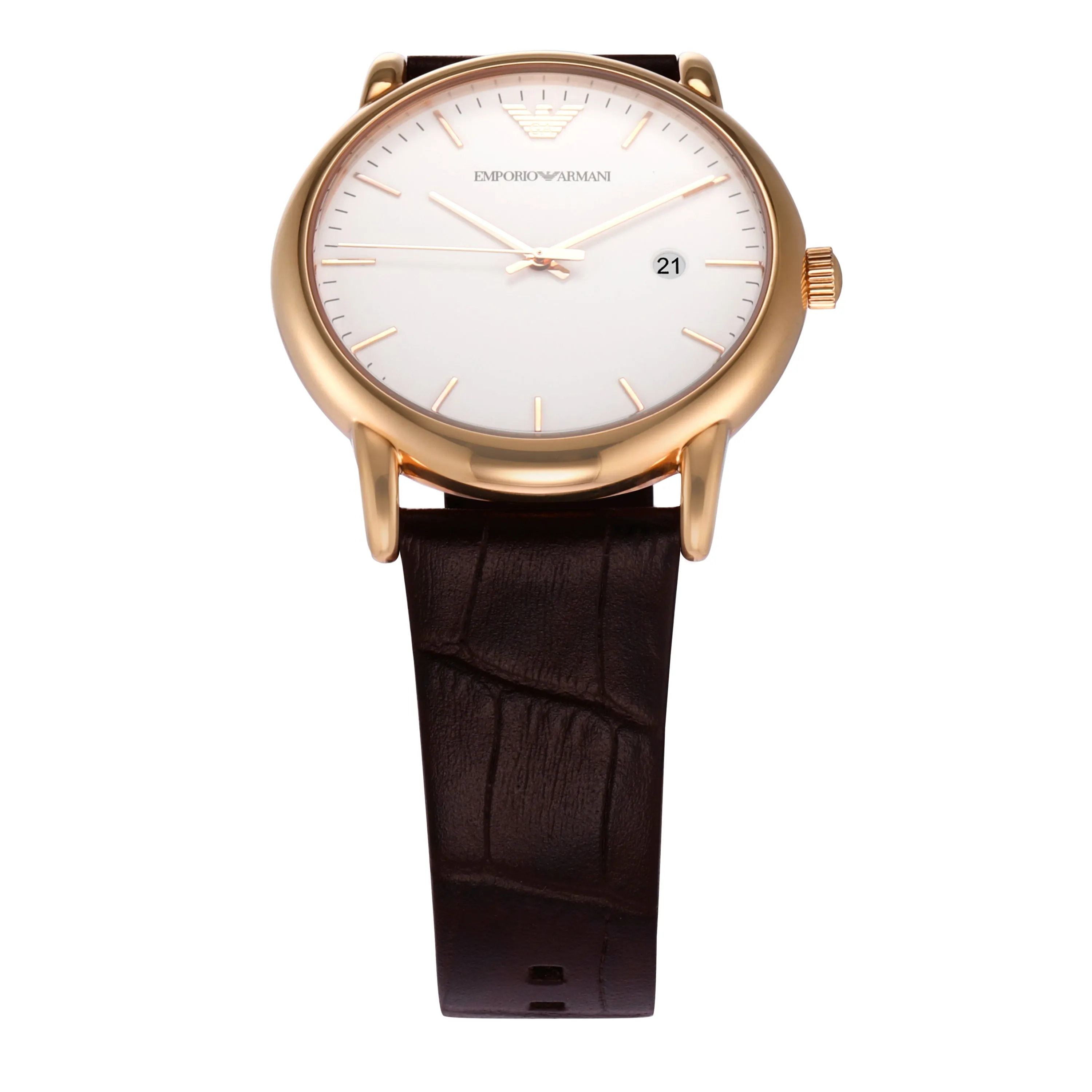 Emporio Armani White Dial Brown Leather Strap Watch Model AR2502