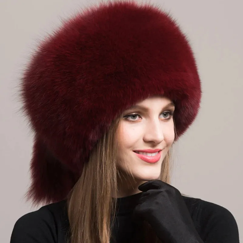 Fashionable Headgear Thicken Warm Winter Real Fur Hat Outdoor Cap