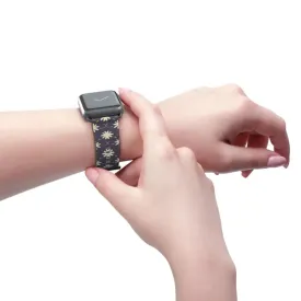 Faux Leather Floral Geometric Watch Band