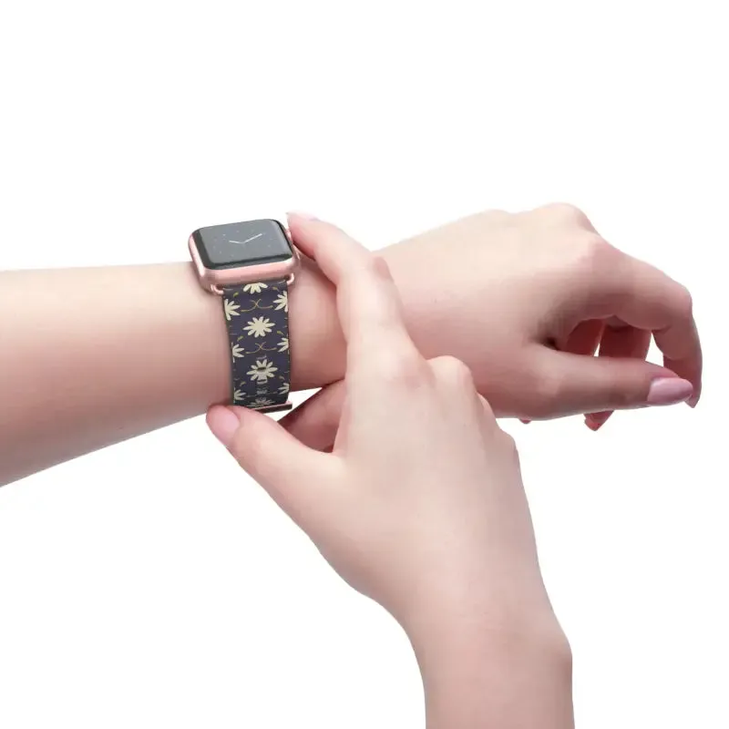 Faux Leather Floral Geometric Watch Band