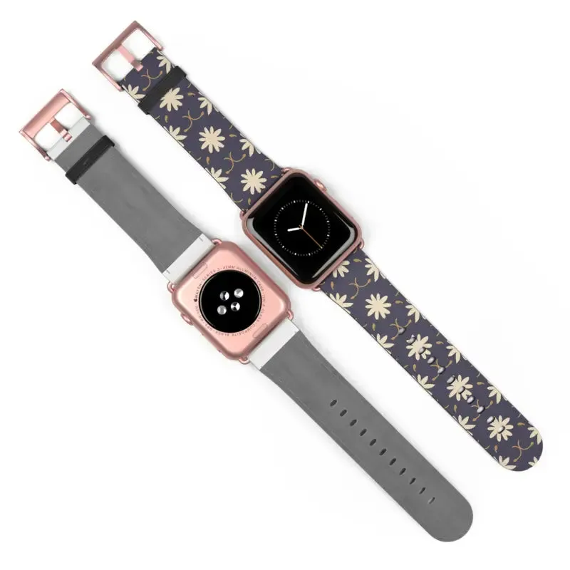 Faux Leather Floral Geometric Watch Band