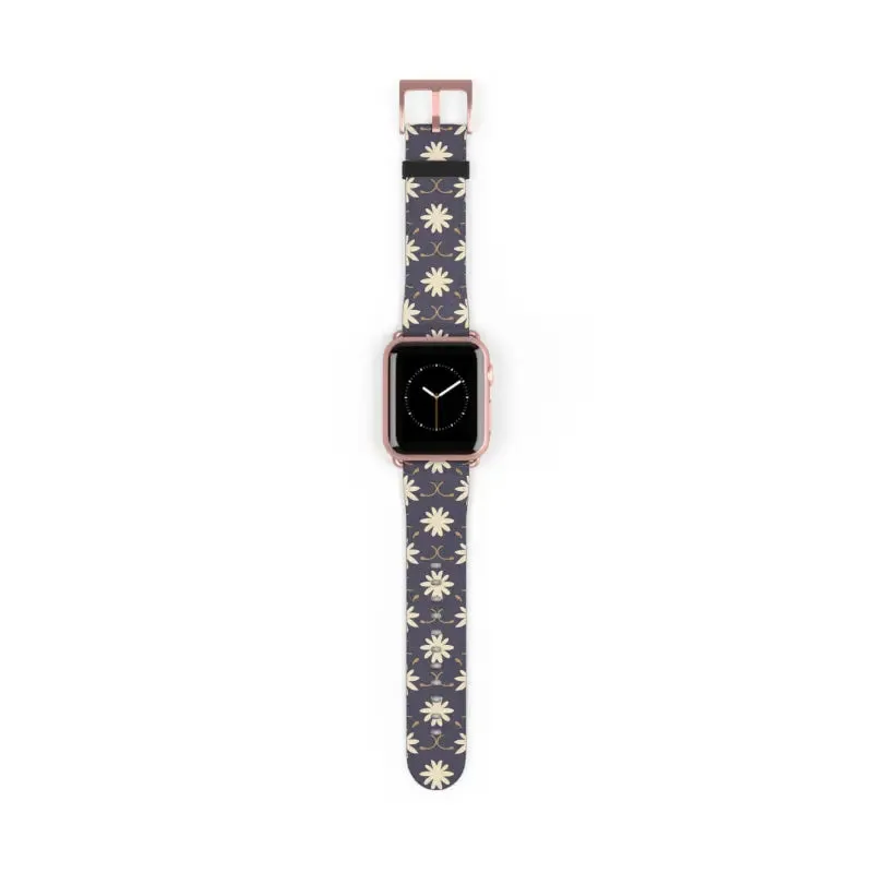 Faux Leather Floral Geometric Watch Band