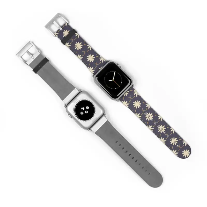 Faux Leather Floral Geometric Watch Band
