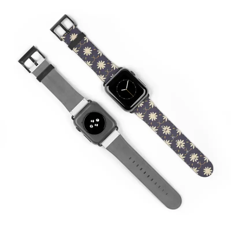 Faux Leather Floral Geometric Watch Band