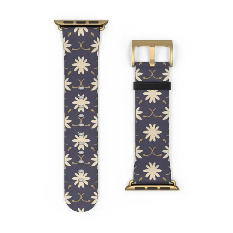 Faux Leather Floral Geometric Watch Band