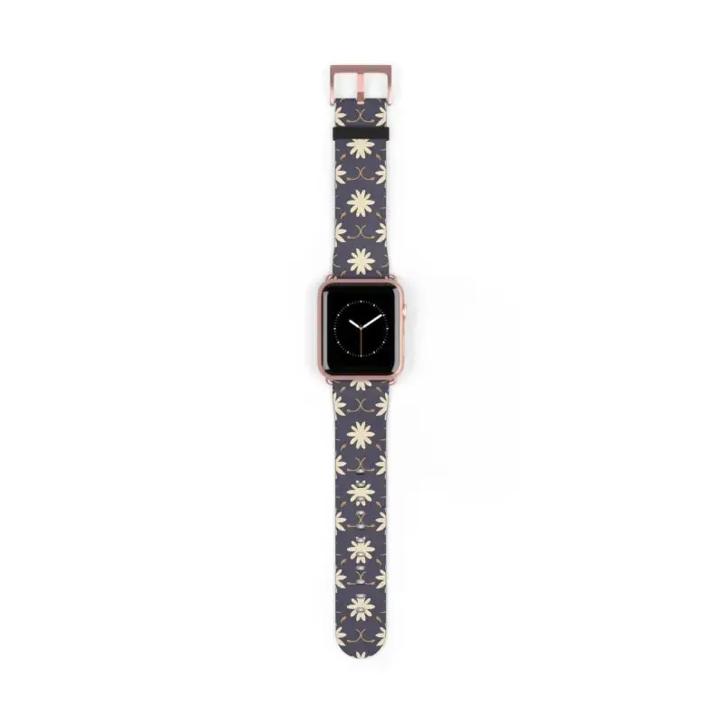 Faux Leather Floral Geometric Watch Band