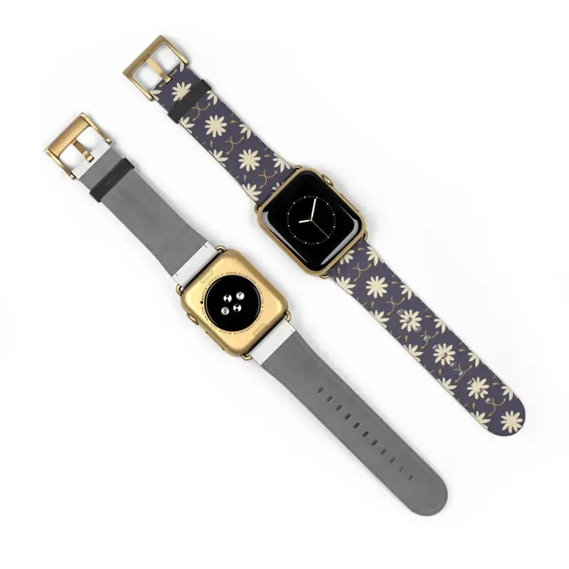 Faux Leather Floral Geometric Watch Band