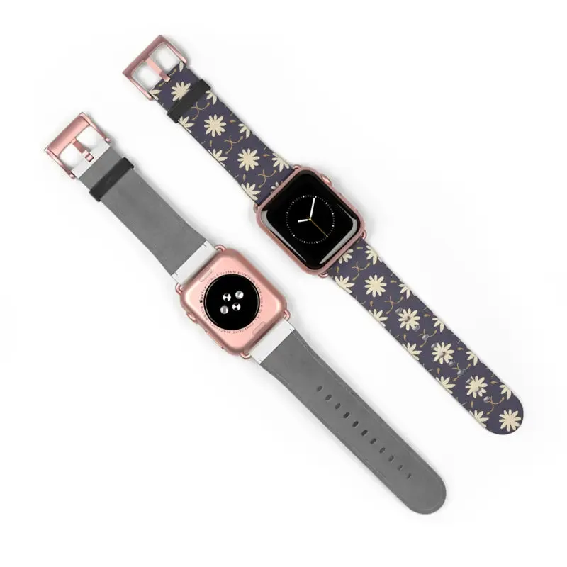 Faux Leather Floral Geometric Watch Band