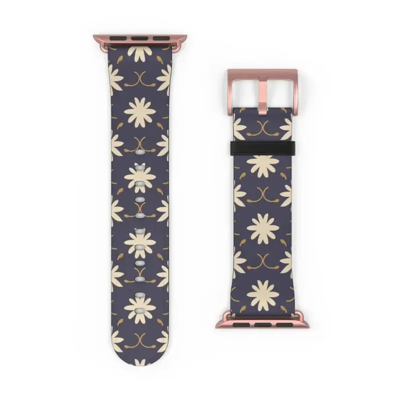 Faux Leather Floral Geometric Watch Band