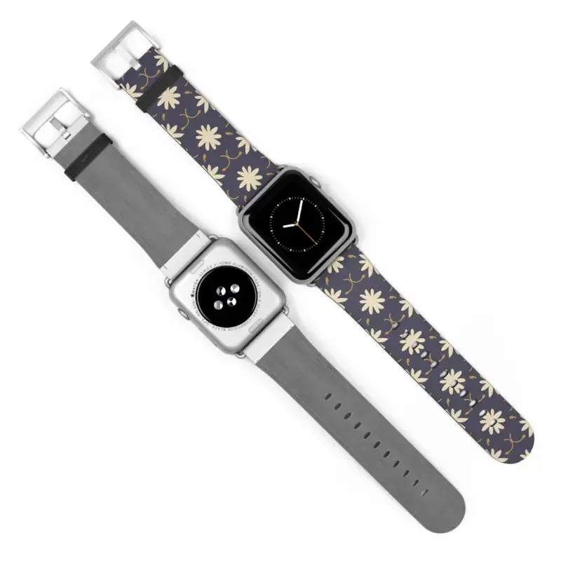 Faux Leather Floral Geometric Watch Band