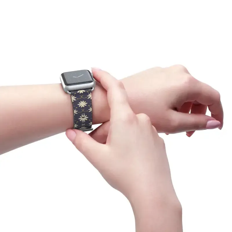 Faux Leather Floral Geometric Watch Band