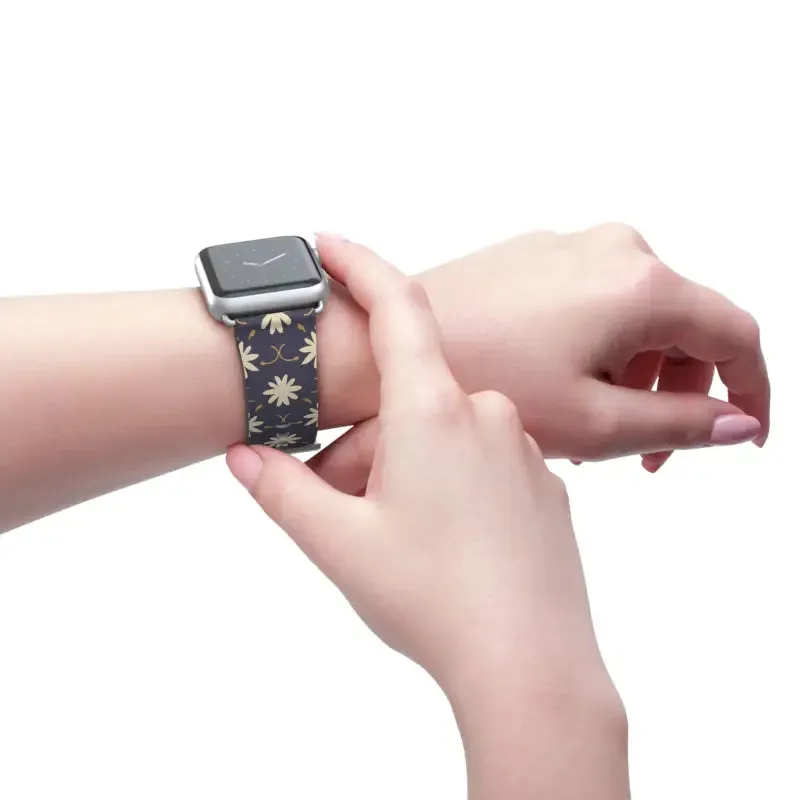 Faux Leather Floral Geometric Watch Band
