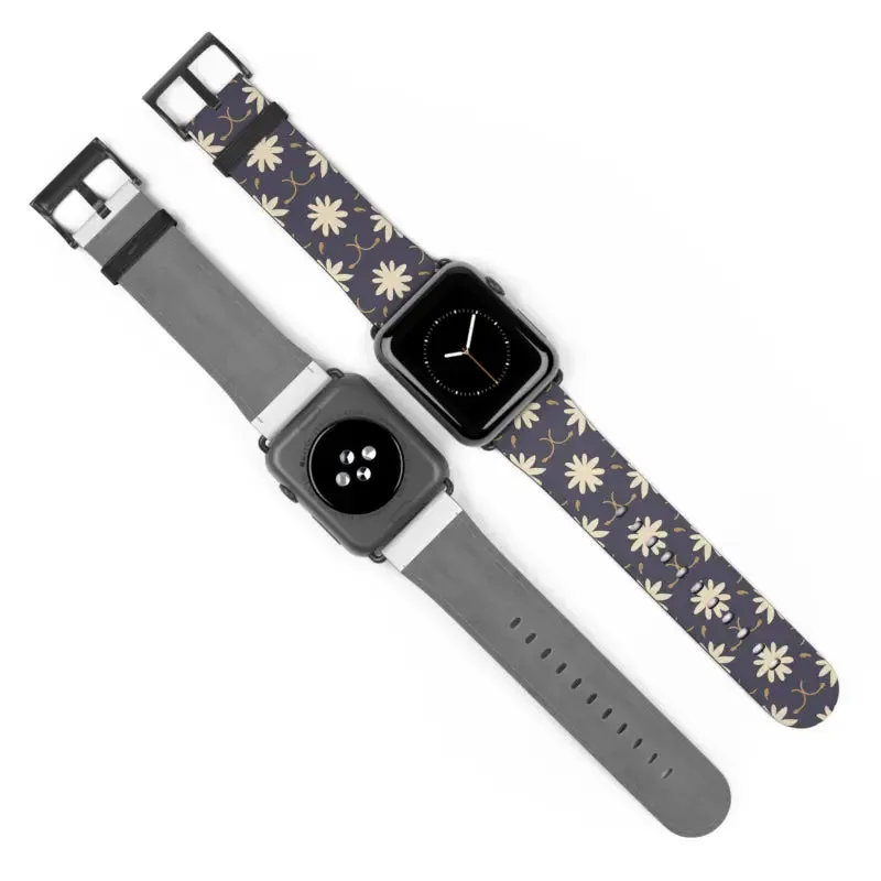 Faux Leather Floral Geometric Watch Band
