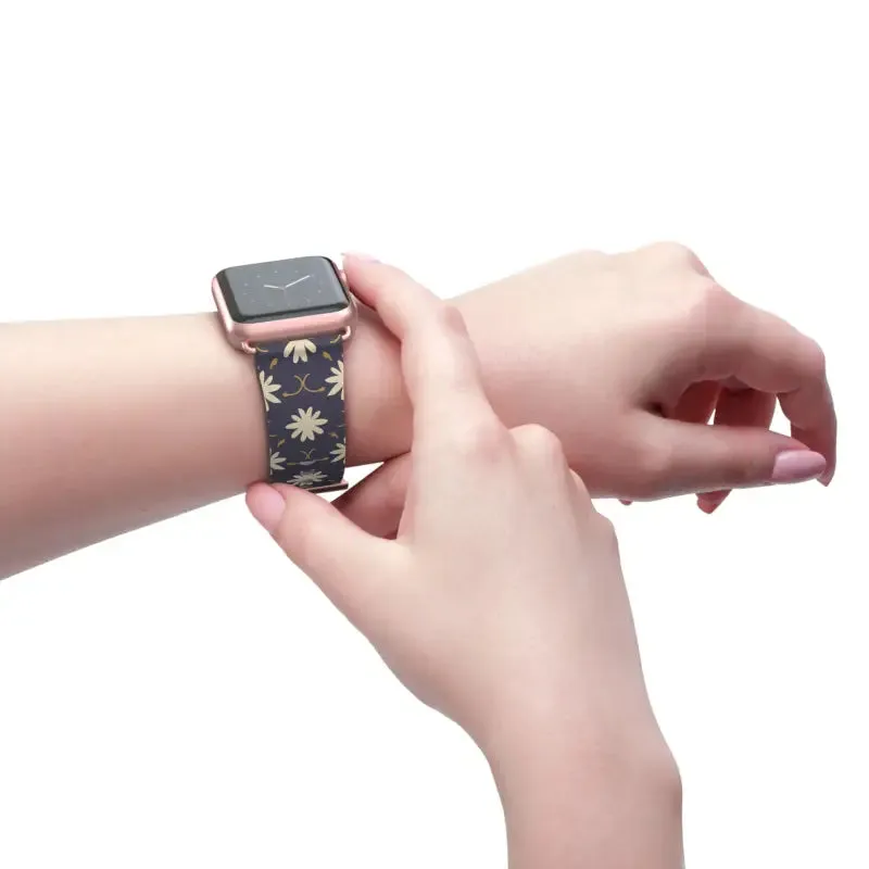 Faux Leather Floral Geometric Watch Band