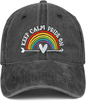 Gay Pride Baseball Hat for Men and Women, LGBT Rainbow Embroidered Trucker Hats Adjustable Washable LGBTQ Baseball Cap Gifts