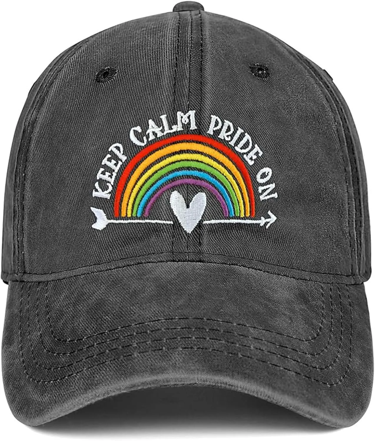 Gay Pride Baseball Hat for Men and Women, LGBT Rainbow Embroidered Trucker Hats Adjustable Washable LGBTQ Baseball Cap Gifts
