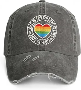 Gay Pride Baseball Hat for Men and Women, LGBT Rainbow Embroidered Trucker Hats Adjustable Washable LGBTQ Baseball Cap Gifts